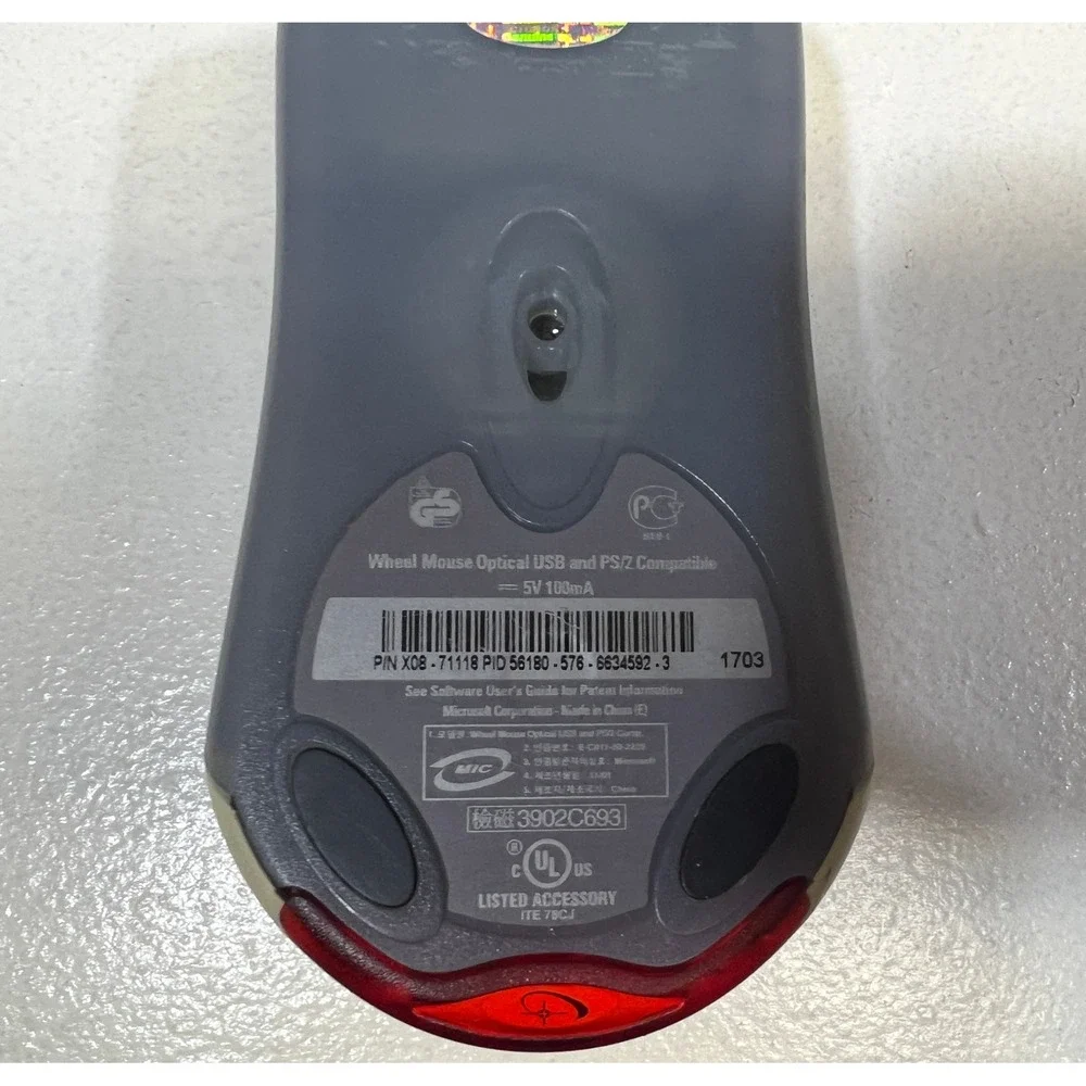 Vintage Microsoft Wheel Mouse Optical USB Wired Computer Mouse‎ - Tested Works